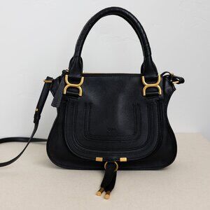 Chloé Small Marcie Bag in Grained Leather Black Size S Excellent Condition